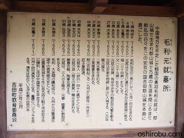 毛利元就墓所の説明 毛利元就墓所の説明